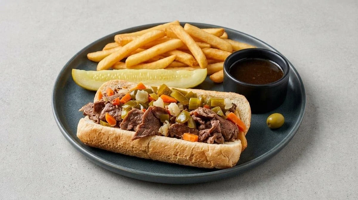 Crispy Kitchen Philly sandwich and fries